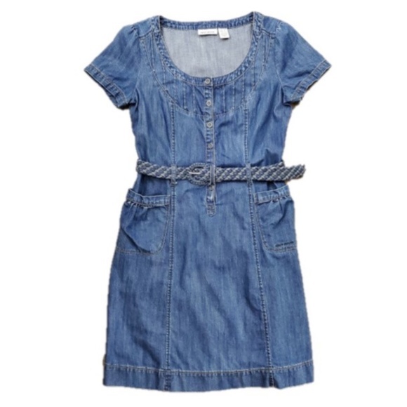 DKNY Denim dress with braided belt | Medium - Picture 1 of 6